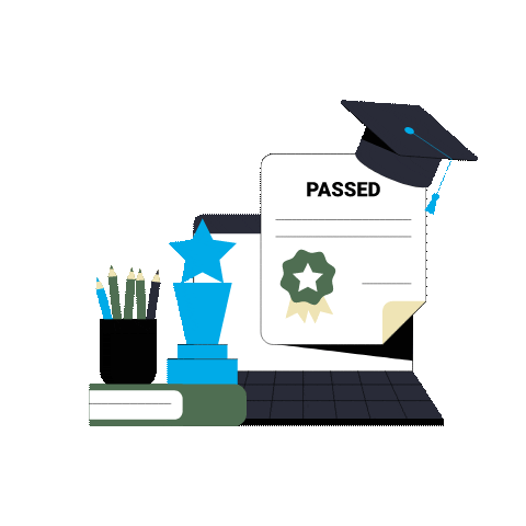 Animated icon of graduation ceremony